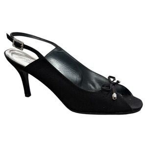 🤩Stunning Vintage Stuart Weitzman black peau du soie formal evening shoes 9